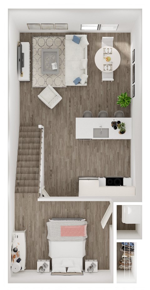 Floor plan for studio, 1 bath, 675 sqft
